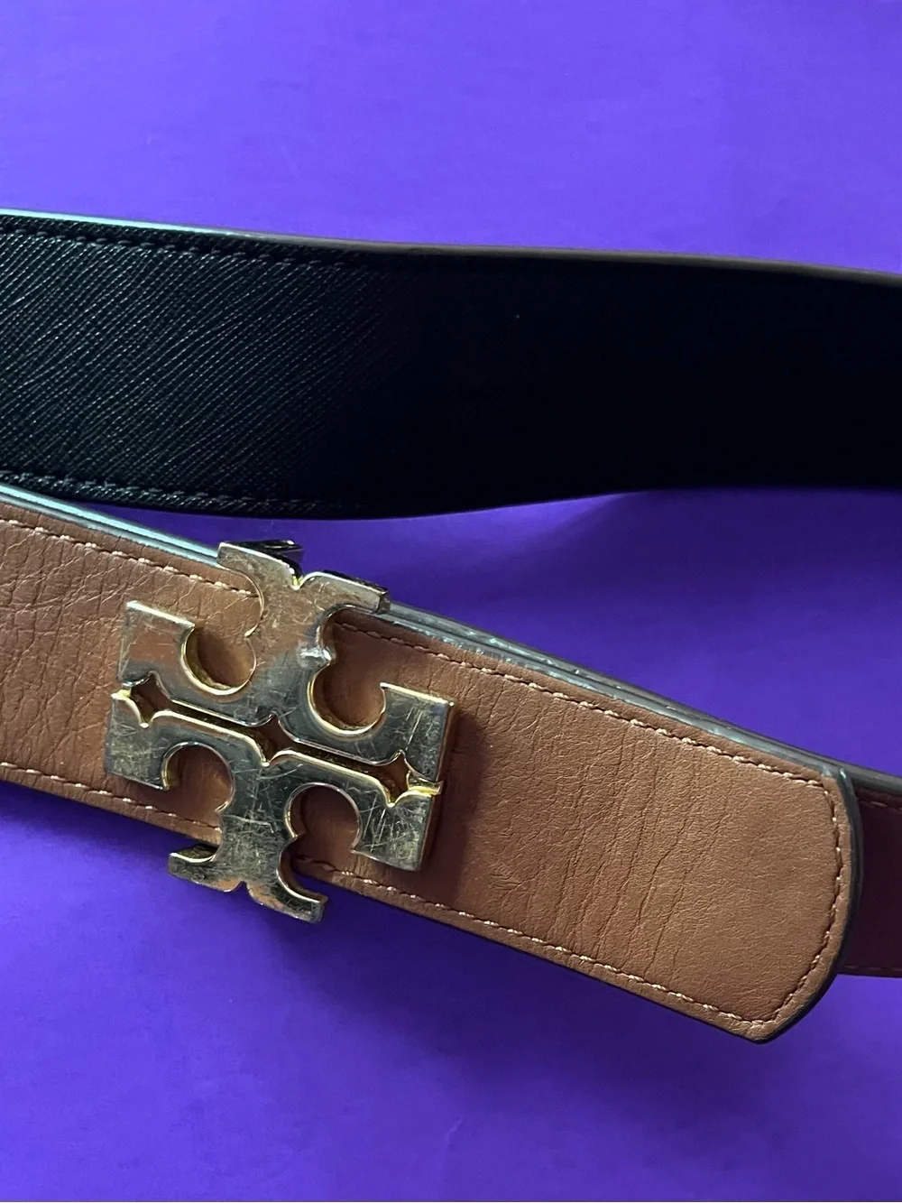 Tory Burch Reversible Leather Logo Belt